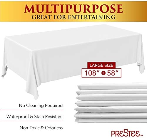 4 Toca de mesa de plástico branco - 108 x 54 Tabela de mesa de plástico | Toalhas de mesa descartáveis ​​| Toalhas de mesa