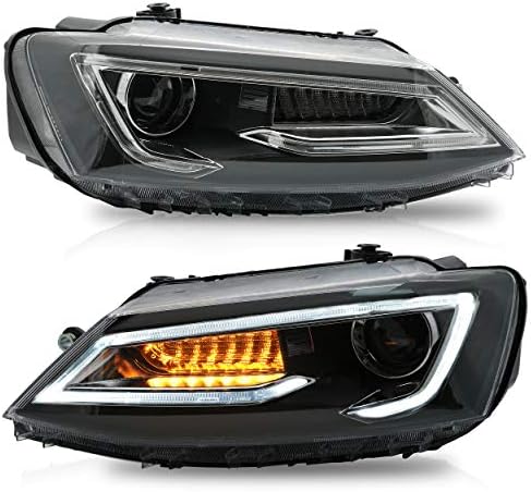 VLAND FACKVES MONTAGEM Ajuste para Volkswagen Jetta 2012-2018 com DRL, luz frontal LED com sinal de giro seqüencial, farol de