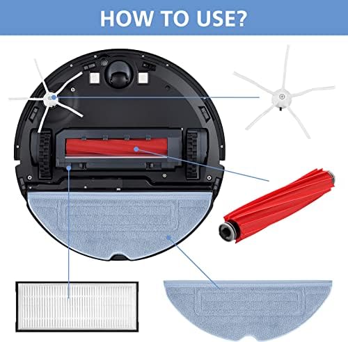 Peças de substituição de acessórios Roborock S7 para Roborock S7 S7+ Roborock S7 Maxv, S7 Maxv Plus, T7 Plus, T7s Plus, 1 conjunto de rolos definidos, 4 filtros HEPA, 4 pincéis laterais, 4 mop pano de pano