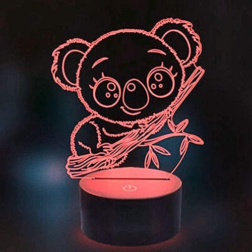 Creative 3D Koala Night Light 16 Cores Alterando o controle remoto de USB, lâmpada de lâmpada de lâmpada de ilusão óptica