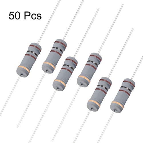 UXCELL 50pcs 100 ohm resistor, 2W 5% de resistores de filmes de carbono, 4 bandas para projetos eletrônicos e experimentos de bricolage