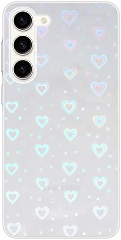 Caso A-Focus Galaxy S23 Laser Love Holográfico Coração Para Meninas Mulheres, Luxo Bling Bling Bling Sparkle Clear Tpu Caso