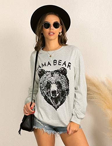 Blooming Jelly Women Feminina Manga longa Top Mama Loose Bear Crewneck Sweatshirt