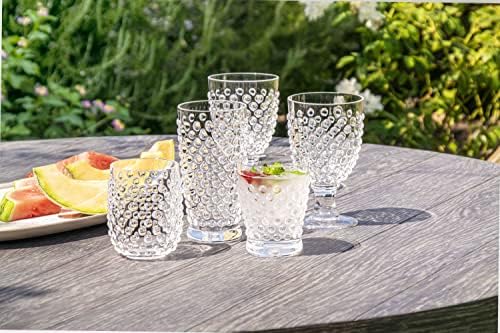 Tarhong Hobnail Plastic Drinkware, Tumbler/Double Old Fashioned, Clear