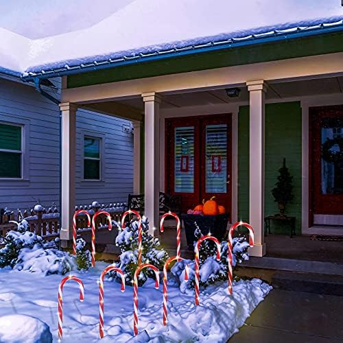 Marcadores de vias de cana -de -doce de Natal Conjunto de 10 luzes de pacote de cana de doce 15 polegadas de cana -de -cana de