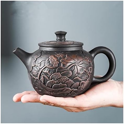 Purple Bule de areia de areia pintada à mão Relevo antigo Lotus Flor TEAPOT Capacidade de chá de chá doméstico Bule de chá de
