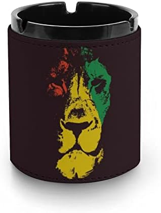 Rasta Lions Cigarro Ashtray PU Leather Ash Bandejador de fumantes para decoração de desktop de escritório em casa