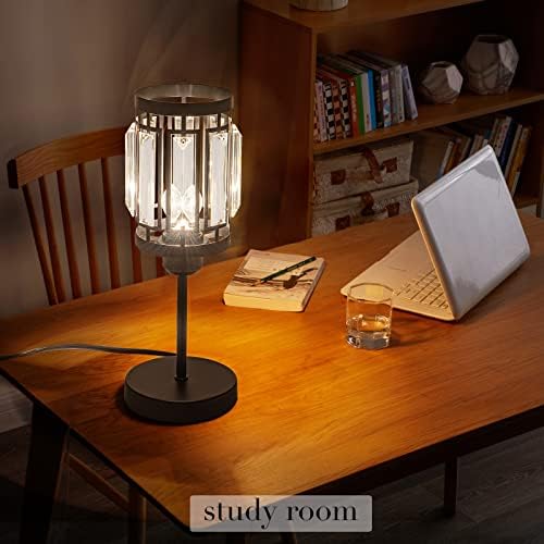 Labo de mesa industrial de Larootsi, metal+chorão de mesa rústica com plug in/off switch, lâmpada de cabeceira de cabeceira,