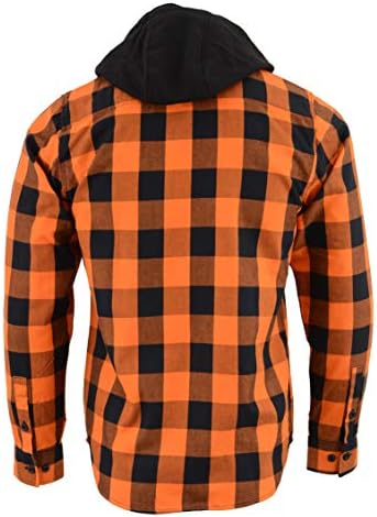 Nexgen MNG11642 Camisa de flanela de algodão laranja e de manga comprida masculina com capuz