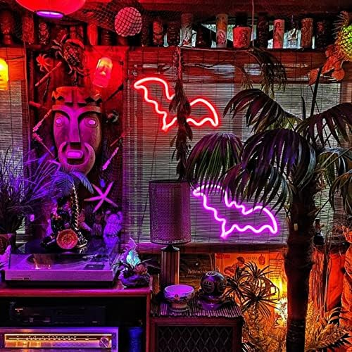 Ursamajor Bat Halloween Sinais de néon, luzes de decoração de néon rosa luzes de neon de arte led de neon com bateria alimentada/USB