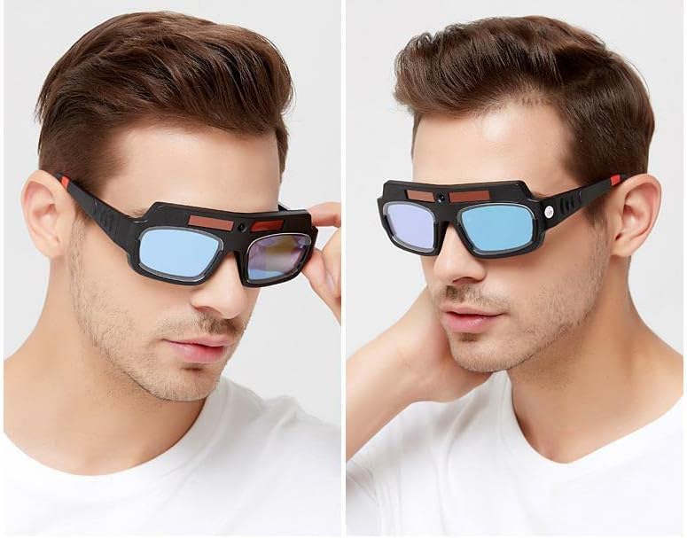 Óculos de soldagem automáticos de escurecimento solar, óculos de soldagem, 5 lentes de proteção para PC, com uma caixa