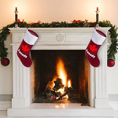 Canada Maple Leaf Christmas Christmas meias decorações de casa para lareira de árvore de Natal Meias penduradas