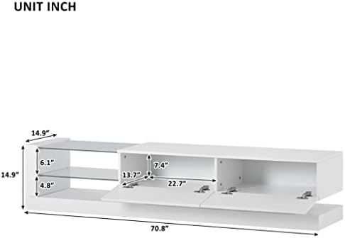 Lhllhl TV Rack com dois armários de armazenamento de mídia Centro de entretenimento para TV de 75 polegadas, 16 cor RGB LED Color