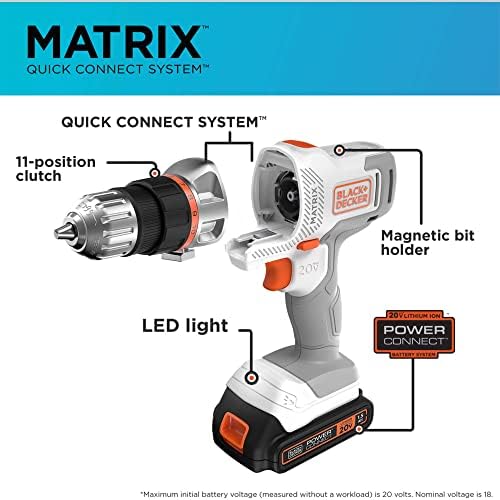 Black+Decker Black+Decker Matrix 20V Max* Kit de broca com caixa de armazenamento