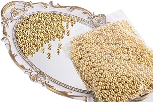 Sooyee Gold Art Faux Pearls 1700-PCs Soltos de contas sem buraco 1,1 libras para preenchimentos de vaso, dispersão de mesa, casamento, decoração de festa em festa de aniversário, 8 mm