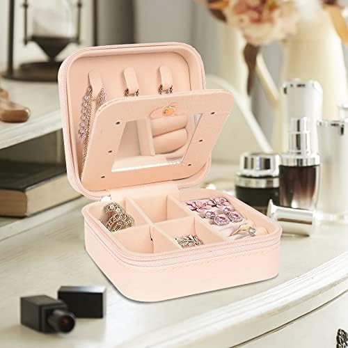 Fome Small Jewelry Box, Mini Travel Jewelry Box Organizer Jewelry Case Jóias Organizador de Jóias Exibir caixa de armazenamento