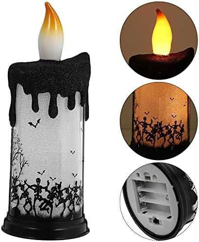 1pc sem led sem chamas Halloween Halloween Human Skeleton Pattern Candle Lamp sem bateria para casa/parede/cozinha/decoração da sala