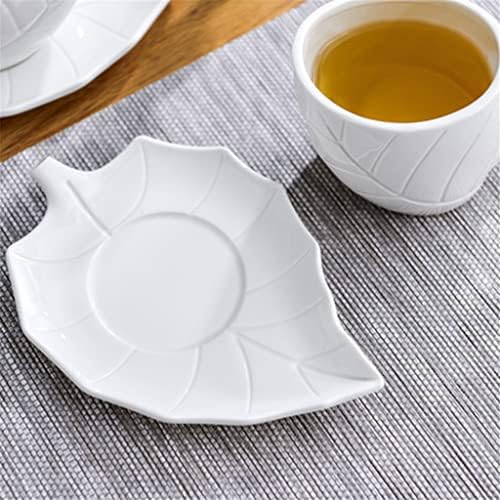 TJLSS Plain White Ceramic Chefe Tea Conjunto de chá de madeira Bandeja de madeira Copo de copo de panela Cozinha de cozinha