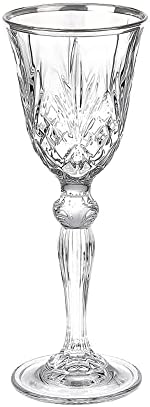 Elegante e moderno Crystal Drinkware para hospedar festas e eventos - conjunto de 4, vidro de bebida de moda dupla, banda de prata, 9 onças.