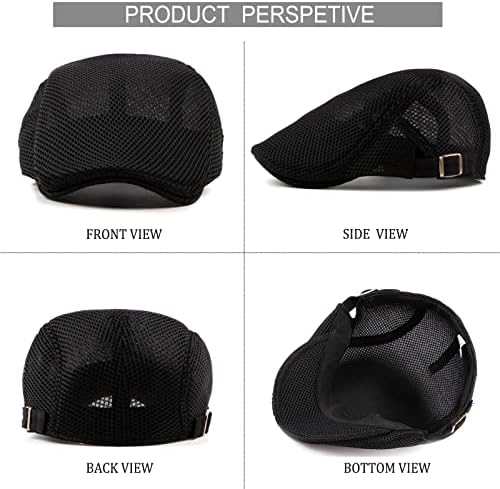 Regilt 5 pacote Hats de notícias para homens Mesh Mesh respirável tampa plana de verão Ajuste Ivy Gatsby CABBIE DIVIM