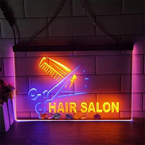 DVTEL Hair Salon Néon Sinal, Cabelos de tesoura de cabelo personalizado Luzes noturnas Luzes de neon acrílico, Signal Signing Signing Wall, 40x30cm, Cafeteria de Bar Green Red Hotel Restaurant