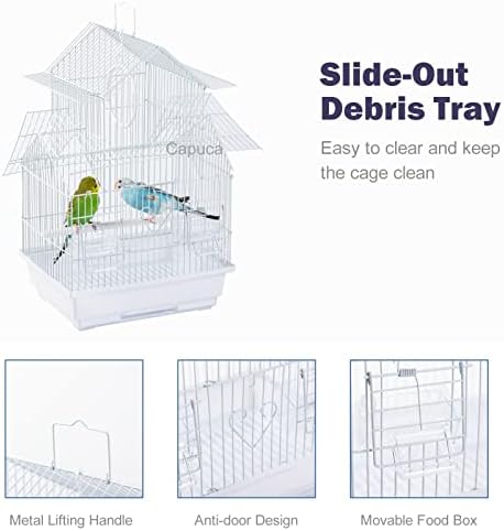 Capuca Small Bird Travel Cage - O kit de partida leve de pequenos pássaros pequenos com gaiolas e acessórios ótimos para