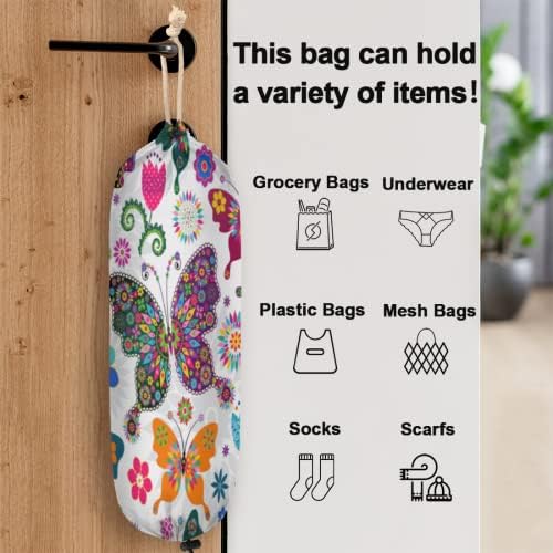 Suporte colorido de saco de plástico de borboleta, borboletas para saco de mercearia de flores de armazenamento de
