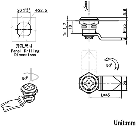 Liga de zinco Pikis Langue rotativa Bloqueio Industrial Lock MA017 1PCS