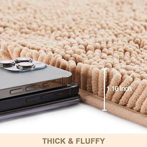 Techmilly Soft fofo chenille tapetes de banheiro conjunta 2 peças, tapetes de banho absorventes não deslizantes para