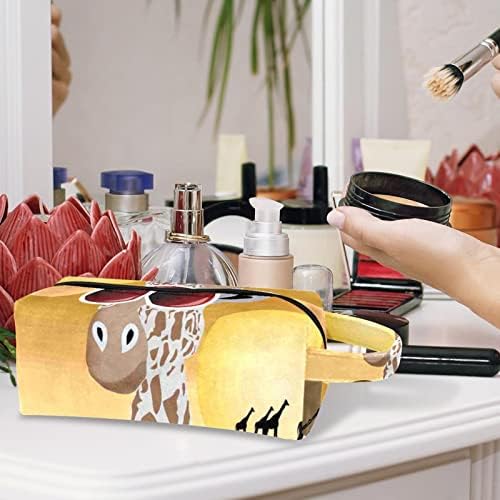 Tbouobt Makeup Bag Zipper Bolsa Travel Organizador cosmético para mulheres e meninas, desenho animado deserto girafa