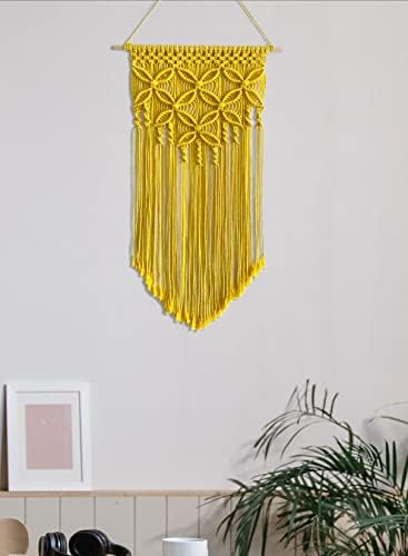 WinterDemaon, decoração de algodão artesanal de algodão Macrame pendurado amarelo
