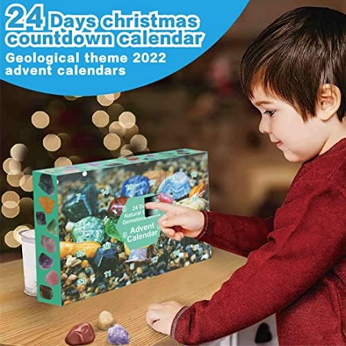 Calendário do Advento de Natal 2022, Aprendendo Geologia de 24 dias Countdown Calendários Presentes com pedras preciosas do advento