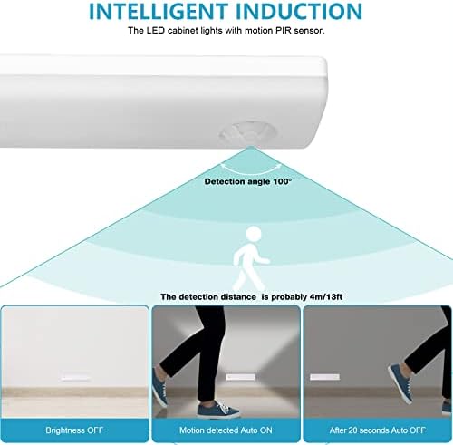 Desfrute de luzes de armário LED de artes, recarregáveis ​​sob luzes do gabinete, stick sem fio em qualquer lugar Sensor de movimento magnético Interior, barra de luz noturna para gaveta, guarda-roupa, escadas 3pcs