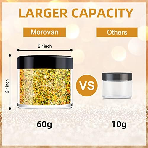 Morovan holográfico corporal dourado glitter 2oz/60g Face Glitter Glitter Glitter Glitter Cosmético Glitter Makeup Festival