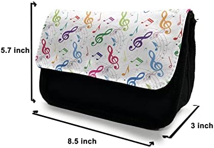 Caixa de lápis de música lunarável, design de carnaval de formato de círculo, bolsa de lápis de caneta com zíper duplo, 8,5 x 5,5, multicolor