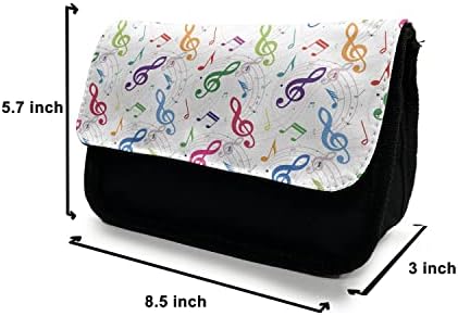 Caixa de lápis de música lunarável, design de carnaval de formato de círculo, bolsa de lápis de caneta com zíper duplo,