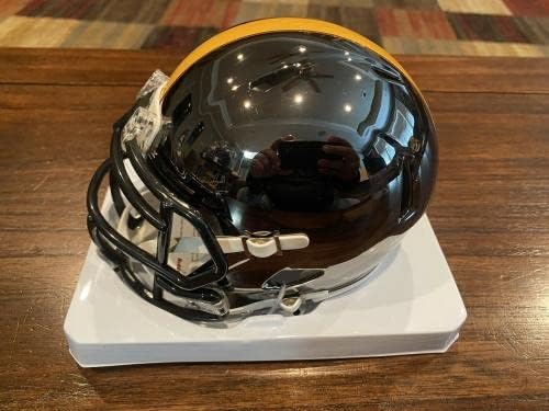 Najee Harris assinou o Pittsburgh Steelers Rare Chrome Mini Capacete Fanáticos - Capacetes Autografados da NFL