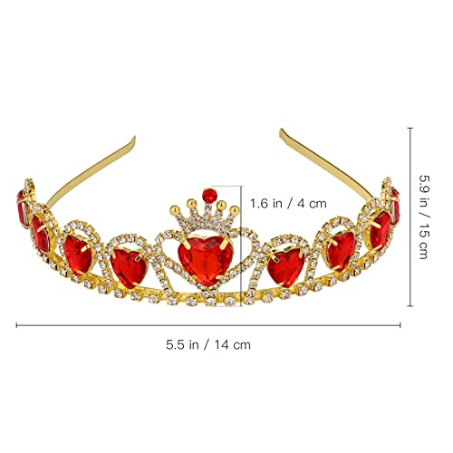 Beaupretty Queen Tiaras e coroa para mulheres Coração vermelho Coração de noiva CRISTAL CRISTAL PRINCESS ACESSÓRIOS