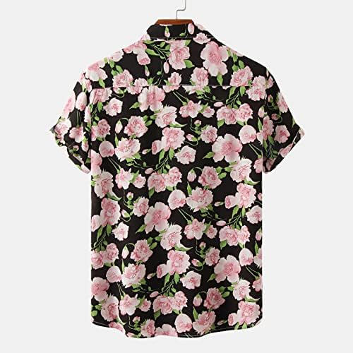 Camisas florais masculas de manga curta camisa para baixo camisa de lapela rápida seca