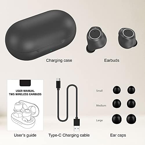 Os fones de ouvido Bluetooth sem fio V5 compatíveis com LG LS990 com a caixa de carregamento para fones de ouvido.