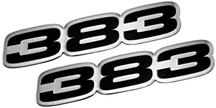 VMs Racing 2x 383 preto em prata alumínio altamente polido emblemas