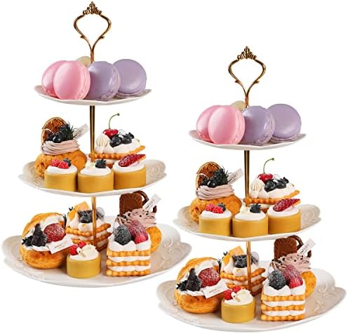 Palavra de cupcakes de pacote de 2 pacote, 3 camadas de bandeja de bandeja de cupcake de sobremesas de fruta para casamento,