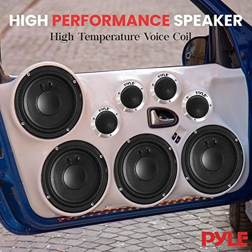 Pyle 2,5 Tweeters de cúpula de titânio de 2,5 - 1 par de 1 ”bobina de voz 80 watts a 4 -ohm, tweeters de áudio de carro para alto -falantes com caixas de alumínio - PLTWB3