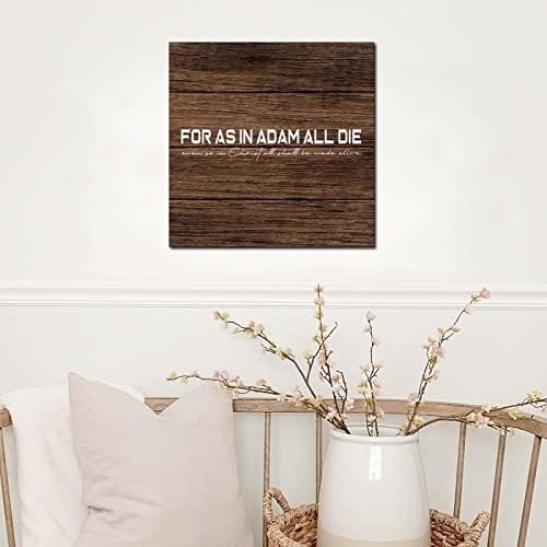 Sinais de parede de madeira com dizer como em Adam All Die Wood Block Placa Positiva Citação de Wood Sinal como presente de feriado