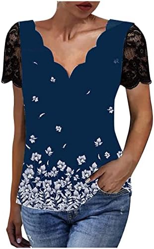 Camisetas gráficas femininas que mergulham decote de decote de decote de pescoço camisetas top top