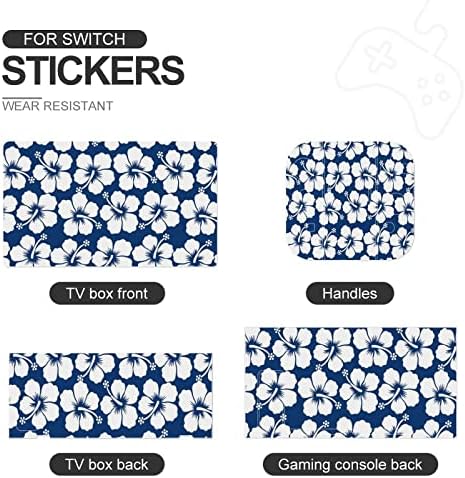 Blue Hibiscus Flower Bonz Pattern Pattern Skin Skin Skin Full Wrap Skin Protective Skins para Switch