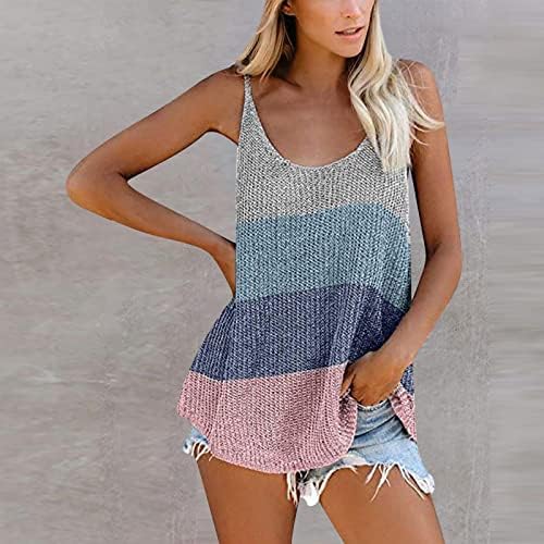 Camisinho feminino coletor de coleta de pescoço sem mangas tops summer praia camisa casual bloqueio colorido work office