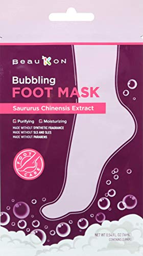 BEAUKON Bubblbling Foot Mask, purificando e hidratante, feita sem fragrância sintética, SLS, SLES, parabenos.