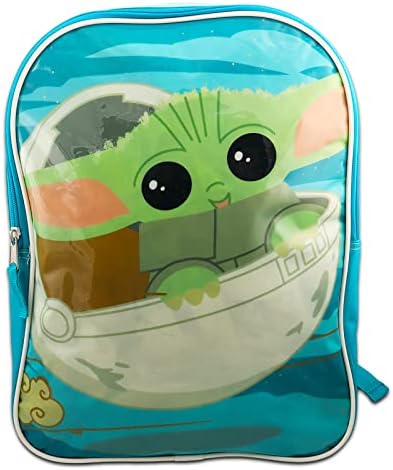 Backpack Baby Yoda Conjunto de mochila e lancheira - pacote de suprimentos da Escola de Guerra nas Estrelas com mochila grogu e lancheira isolada, além de decalque mandaloriano, garrafa de água e muito mais