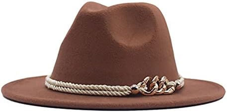 Chapéu de lã Fedora chapéus chapéu de panamá para mulheres dobráveis ​​de mulheres larga com fivela de fivela de fivela de fivela